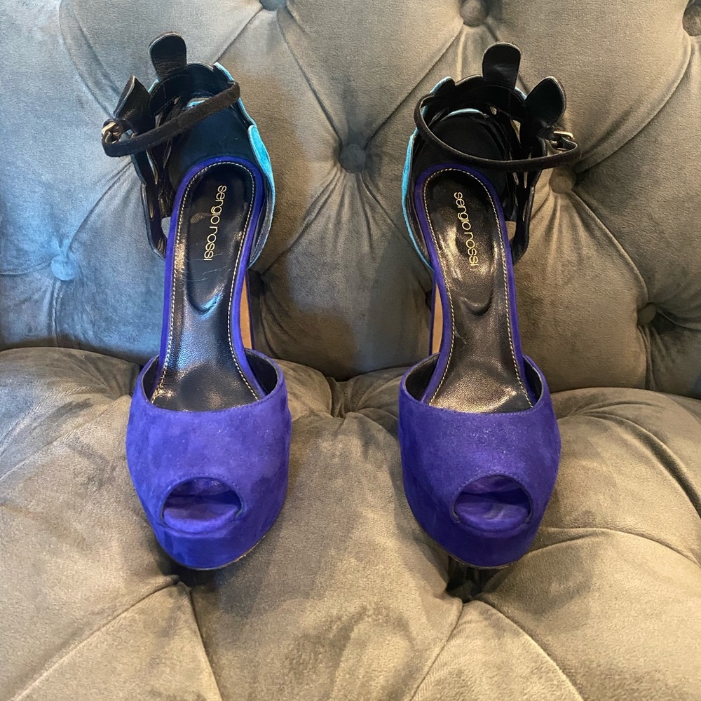 Sergio Rossi suede platform pumps size 38